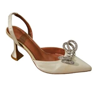 White Sparkly Bow Heels - 4.5 - NWOB